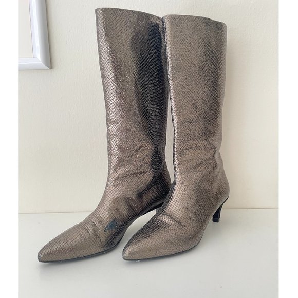 FABI KNEE HIGH METALLIC BOOTS - GREAT CONDITION - SIZE 39 - Picture 1 of 8